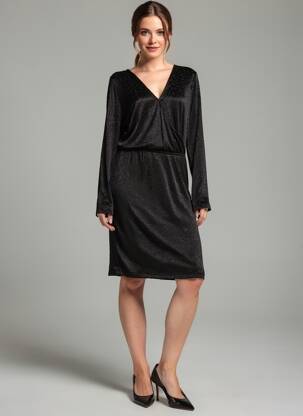 Rochie midi mâneci lungi mâneci lungi negru ICHI femeie