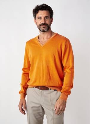 Pulover guler în v mâneci lungi portocalie FACONNABLE bărbat