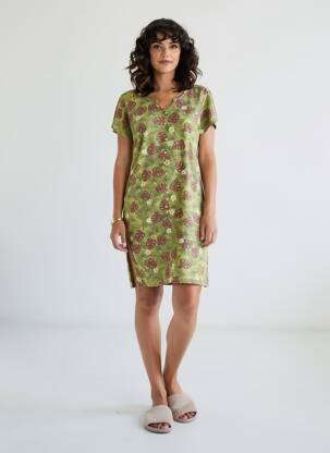 Cămașă de noapte imprimeu floral verde ROSE POMME femeie