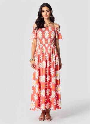 Rochie lungă mâneci scurte mâneci scurte roz DANCING DAYS femeie