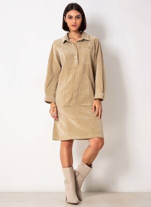 Rochie scurtă mâneci lungi mâneci lungi bej COUTURIST femeie