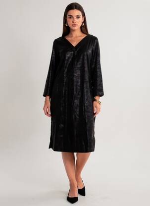 Rochie midi mâneci lungi mâneci lungi negru COUTURIST femeie