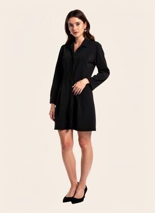 Rochie scurtă mâneci 3/4 mâneci 3/4 negru COUTURIST femeie