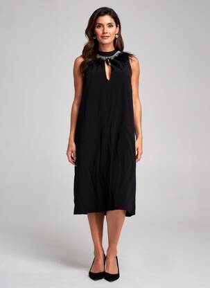 Rochie midi croială fluidă fără mâneci negru TWINSET femeie