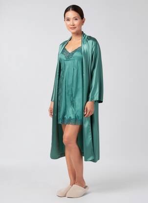 Nuisetă/combinetă efect material satinat verde VIVIS femeie