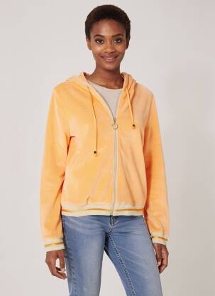 Jachete casual guler rotund portocalie VITAMIA LOUNGEWEAR femeie