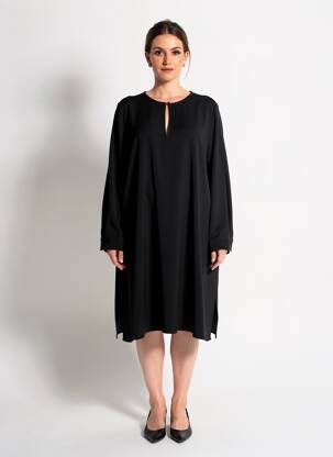 Rochie midi croială fluidă mâneci lungi negru RIVER WOODS femeie