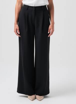 Pantalon larg închidere cu fermoar sub clapetă cu nasturi mărime normală negru HANA SAN femeie