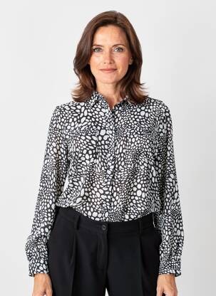 Cămașă țesătură crep mâneci lungi negru MARBLE femeie