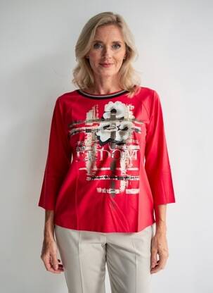 Tricou mâneci 3/4 mâneci 3/4 roșu FRANK WALDER femeie