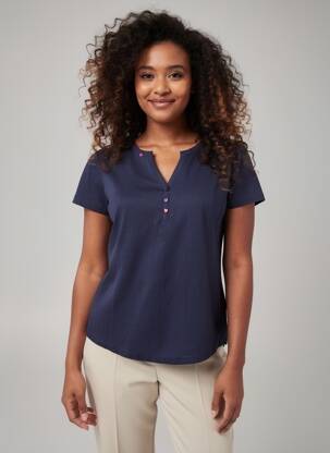 Tricou guler în v mâneci scurte albastru IL GRANCHIO femeie