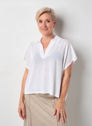 Tricou țesătură jersey mâneci scurte alb MARBLE femeie