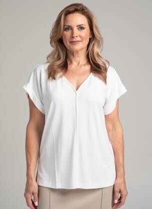 Tricou guler în v mâneci scurte alb SOMMERMANN femeie