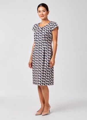 Rochie midi imprimeu fantezie mâneci lungi albastru BETTY BARCLAY femeie