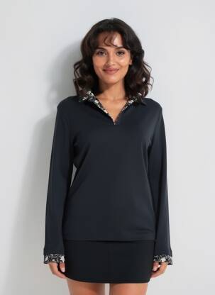 Pulover croială cambrată mâneci lungi negru ARMOR LUX femeie