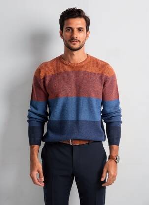Pulover elasticitate mâneci lungi albastru CASAMODA bărbat