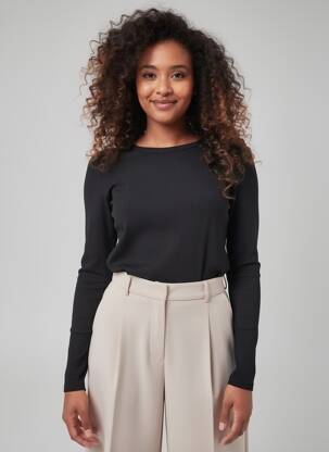 Top elasticitate mâneci lungi negru NÜ femeie