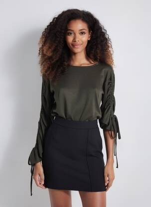 Top elasticitate mâneci lungi verde NÜ femeie