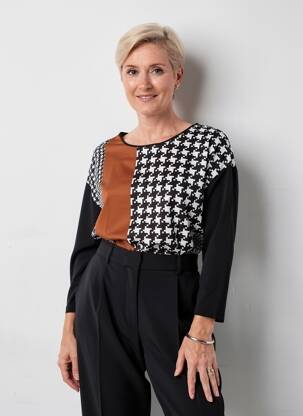 Top croială cambrată mâneci lungi negru GERRY WEBER femeie