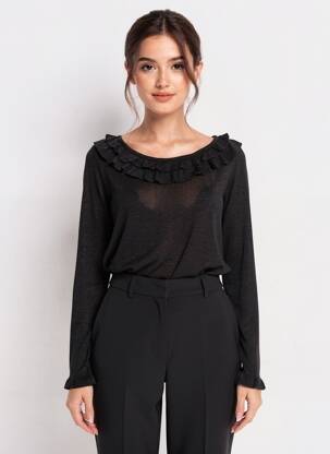 Top elasticitate mâneci lungi negru GAUDI femeie