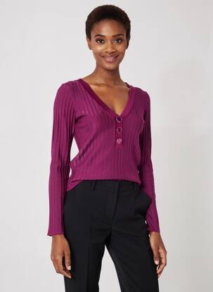 Pulover guler în v mâneci lungi violet ARTIGLI femeie