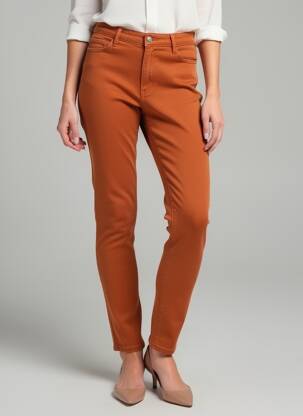 Pantalon slim buzunare portocalie LA PETITE FRANCAISE femeie