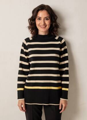 Pulover croială dreaptă mâneci lungi negru TAIFUN femeie