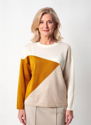 Pulover croială dreaptă mâneci lungi bej GERRY WEBER femeie
