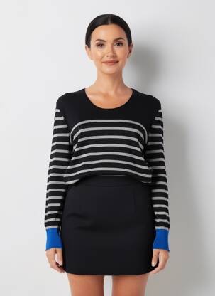 Pulover croială cambrată mâneci lungi negru TAIFUN femeie