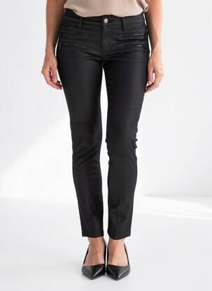 Pantalon slim buzunare negru DESGASTE femeie
