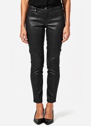 Pantalon slim buzunare negru DESGASTE femeie