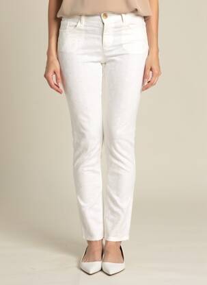 Pantalon slim țesătură poplin mărime normală alb MAYJUNE femeie