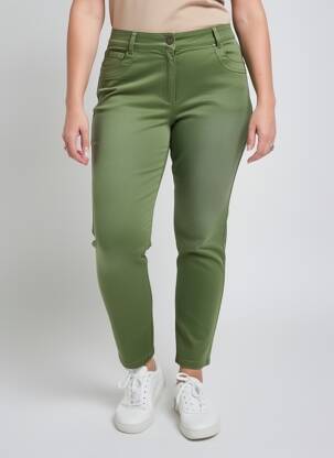 Pantalon slim țesătură poplin mărime normală verde PAZ TORRAS femeie
