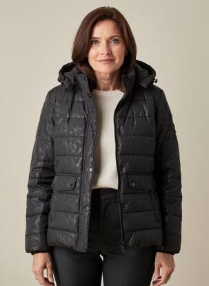 Geacă matlasată mâneci lungi cu glugă negru JULIE GUERLANDE femeie
