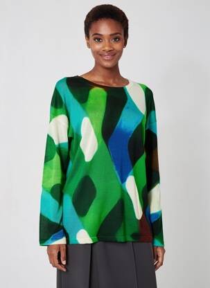 Pulover croială cambrată mâneci lungi verde ANNA & GABRI femeie