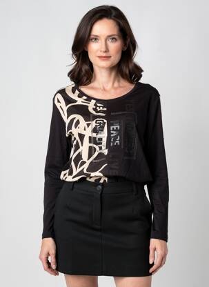 Top mâneci lungi mâneci lungi negru HAJO femeie