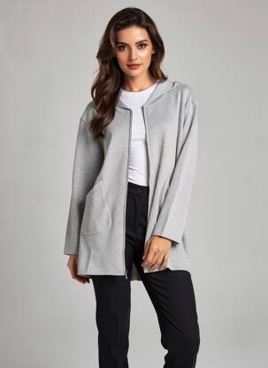 Vestă cu mâneci lungi guler în v gri MINKA DESIGN femeie