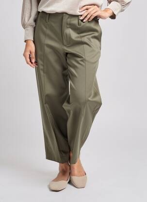 Pantalon drept închidere cu fermoar sub clapetă cu nasturi verde PLEASE femeie