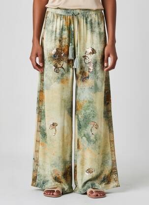 Pantalon drept talie elastică verde DIXIE femeie