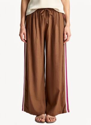Pantalon larg croială fluidă maro DIXIE femeie