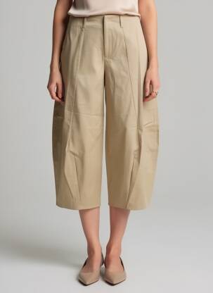 Pantalon 7/8 închidere cu fermoar sub clapetă cu cârlig bej PLEASE femeie
