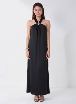 Rochie lungă bretele subțiri bretele subțiri negru IMPERIAL femeie