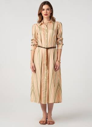 Rochie lungă mâneci lungi mâneci lungi roz DIXIE femeie