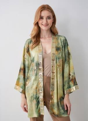 Jachete kimono guler în v verde DIXIE femeie