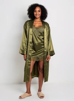 Nuisetă/combinetă efect material satinat verde MARJOLAINE femeie