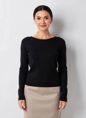 Pulover croială cambrată mâneci lungi negru VERSION FEMININ femeie