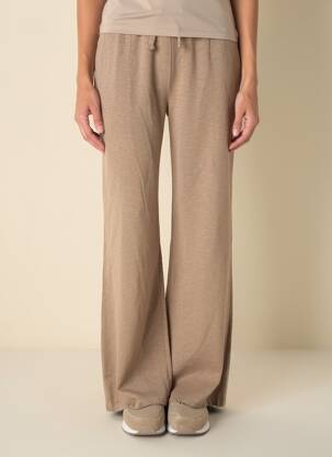Pantalon evazat talie elastică bej PAKO LITTO femeie