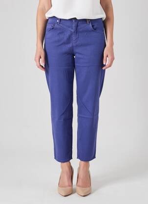 Pantalon 7/8 închidere cu fermoar sub clapetă cu nasturi albastru COUTURIST femeie