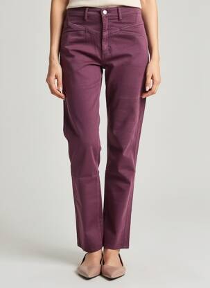 Pantalon drept închidere cu fermoar sub clapetă cu nasturi violet COUTURIST femeie
