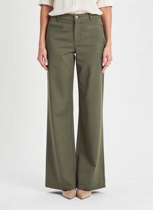 Pantalon evazat închidere cu fermoar sub clapetă cu nasturi verde COUTURIST femeie